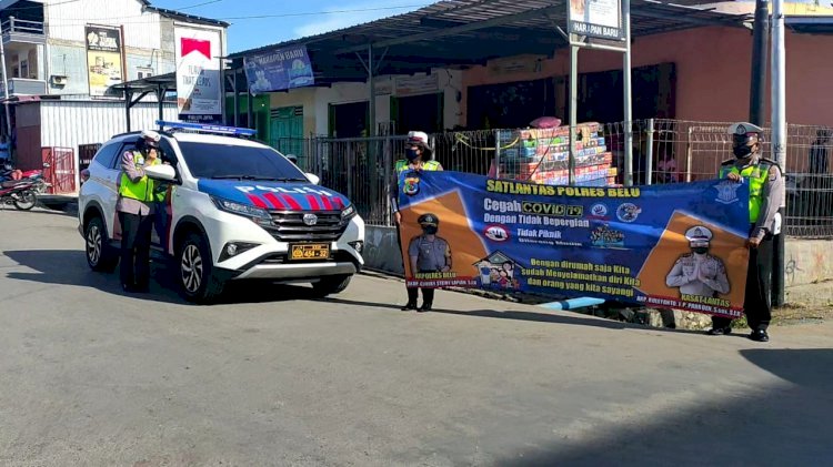 Adaptasi Kebiasaan Baru, Imbauan Protokol Kesehatan & Tertib Berlalu Lintas Gencar Dilakukan Sat Lantas Polres Belu