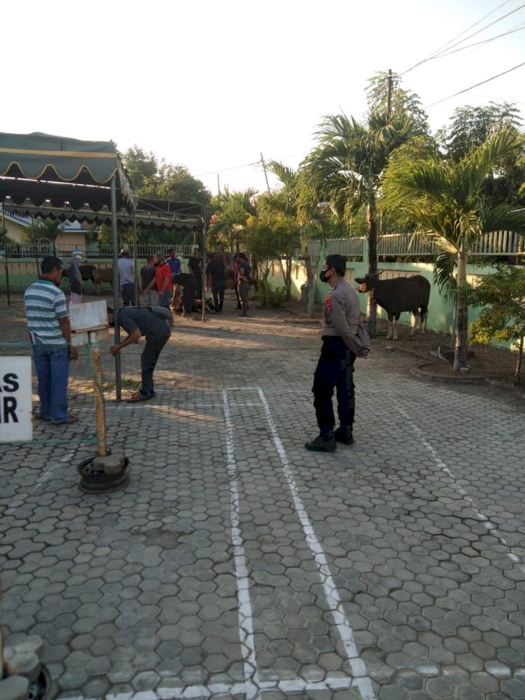 Memastikan Penerapan Protokol Kesehatan, Polres Sikka Lakukan Pengamanan Penyembelihan Hewan Kurban Di Seluruh Masjid Di Kabupaten Sikka