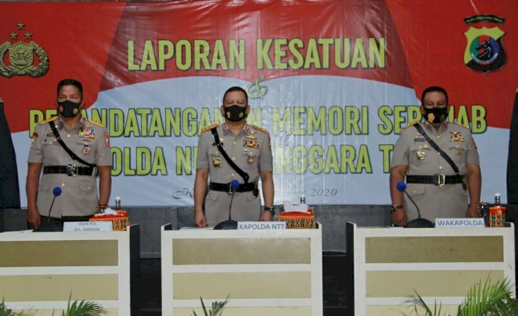 Hadiri Laporan Kesatuan dan Penandatanganan Memori Sertijab, Kapolda NTT Ingatkan Kapolres Jajaran Agar Siap Dalam Pengamanan Pilkada 2020