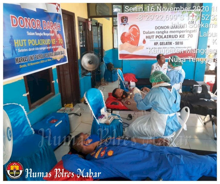 Menyambut HUT Korpolairud Ke 70, KP. Gelatik 5016 Korpolairud Baharkam Polri Melaksanakan Kegiatan Donor Darah di Labuan Bajo