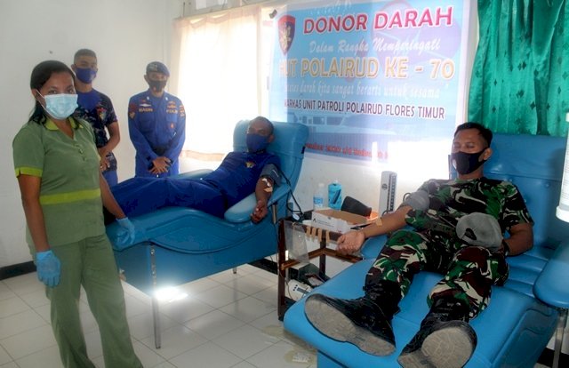 HUT Polairud ke-70, Pos Polairud Flores Timur Gelar Donor Darah