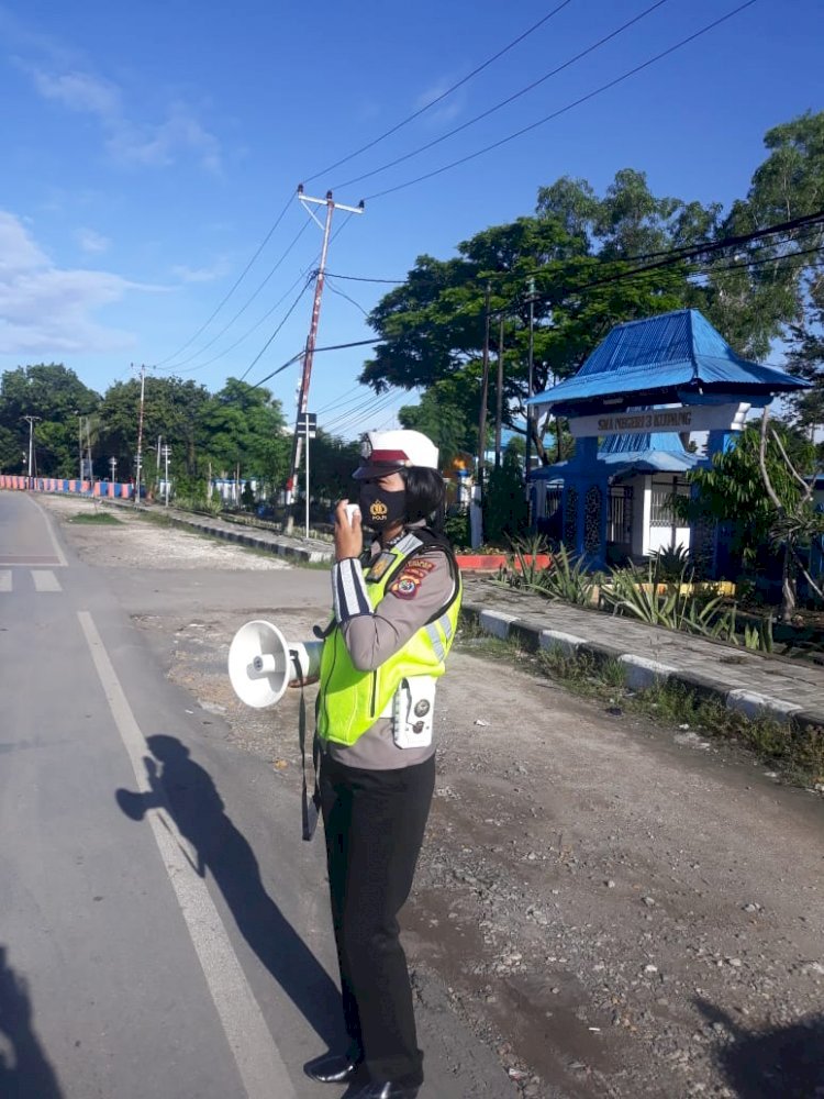 Unit Dikyasa Satlantas Polres Kupang Kota Himbau Masyarakat dalam Pencegahan Covid-19 dan Tertib Berlalulintas