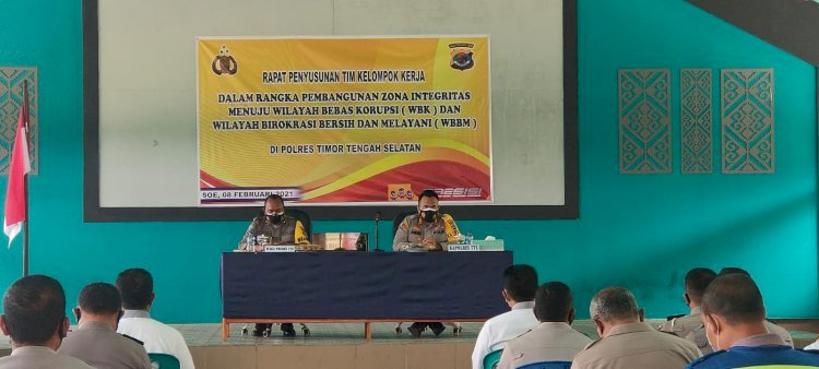 Menuju ZI, Polres TTS Gelar Rapat Susun Tim Pokja