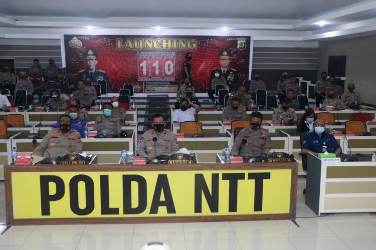 Didampingi Pejabat Utama Polda NTT, Kapolda NTT Hadiri Peluncuran Layanan Polisi 110 Secara Virtual