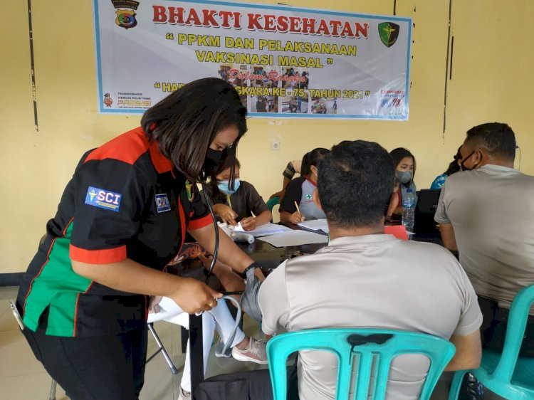 Polres Ngada Gelar Bakti Kesehatan PPKM dan Vaksinasi Masal