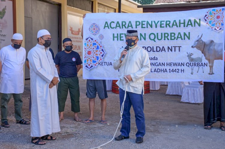 Peduli Terhadap Sesama, Kapolda NTT Beri Sumbangan Hewan Kurban di Dua Mesjid