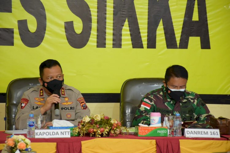 PPKM Level IV,  Kapolda NTT Minta Forkopimda Sikka Masifkan Kegiatan Vaksinasi, Imbauan Prokes dan Bansos