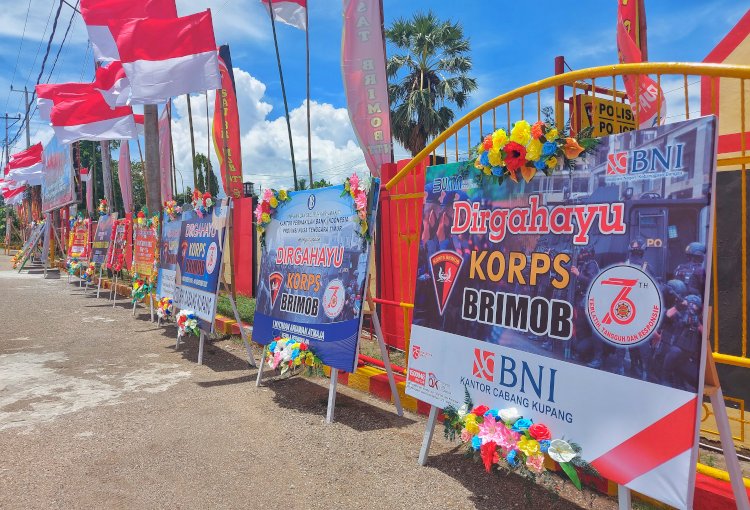 HUT ke-76 Korps Brimob Polri, Karangan Bunga Ucapan Selamat Hiasi Halaman Mako Satbrimob Polda NTT