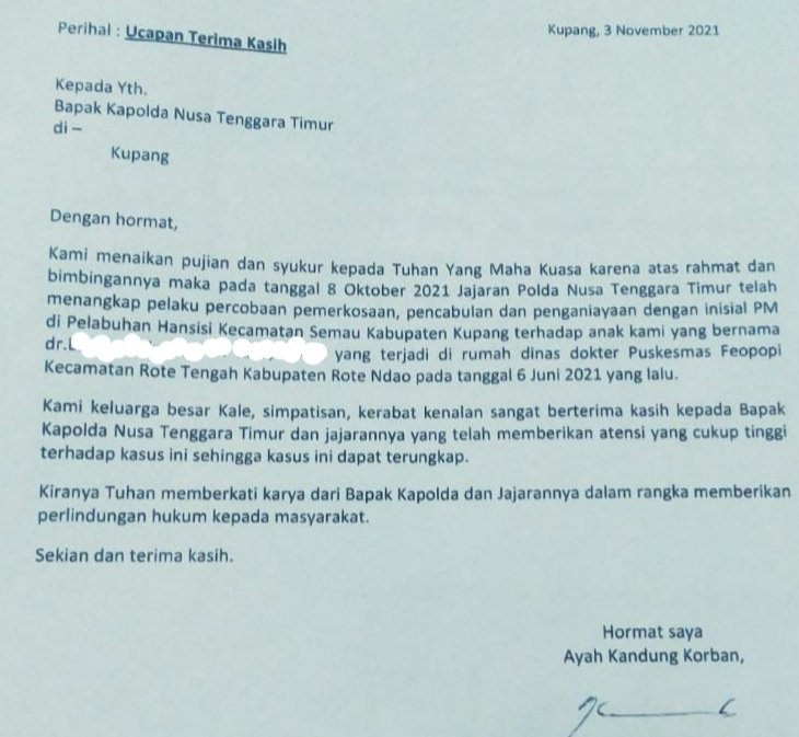 Terima Kasih Bapak Kapolda NTT, Kasus Ini Dapat Terungkap