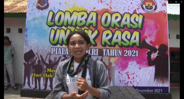 Lomba Orasi Unras 2021 Polda NTT, Idoni Hilda : Ini Merupakan Panggung Perjuangan Bagi Saya Sebagai Perempuan dan Kaum Muda