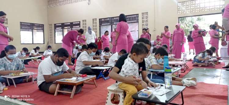 Cinta Anak, Bhayangkari Cabang Mabar Gelar Lomba Mewarnai dan Manggambar Jelang HKGB ke-70