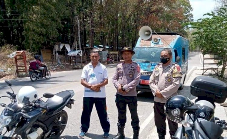 Gandeng Kominfo, Polsek Tasifeto Barat Keliling Imbau Masyarakat Stop Bakar Hutan dan Lahan