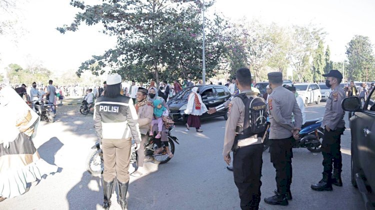 Jamin Keamanan dan Kenyamanan Umat Beribadah, Polres Belu dan Jajaran Amankan Ibadah Sholat Idul Adha 1443 H