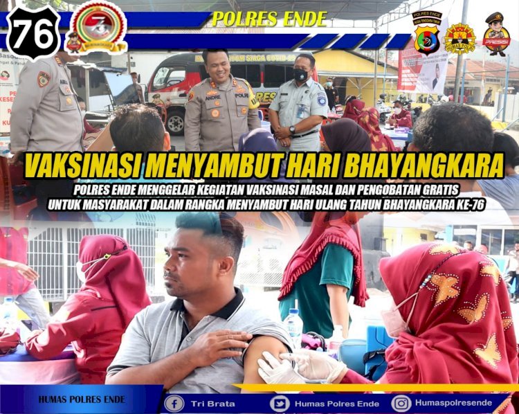 Semarak Hari Bhayangkara Ke-76, Polres Ende Gelar Vaksinasi Massal