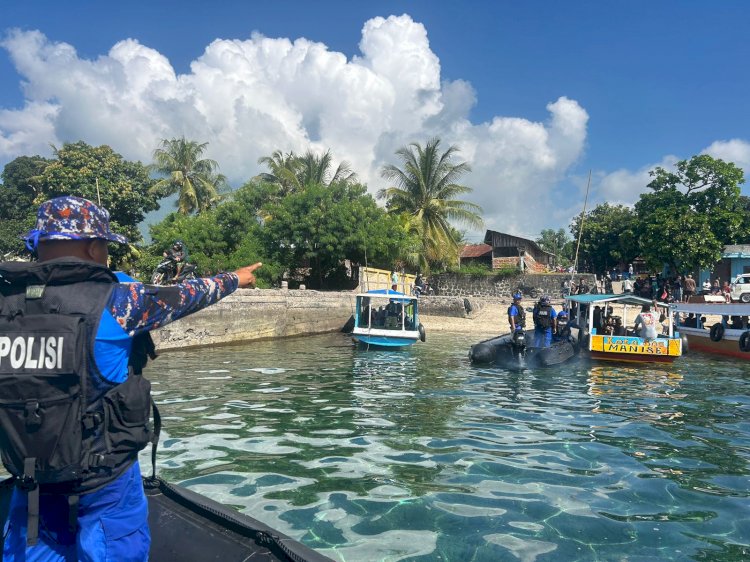 Pengamanan Ziarah Umat oleh Anggota Polairud Polda NTT BKO Polres Flotim dalam Rangka OPS Samana Santa