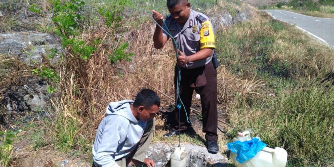 Bhabinkamtibmas desa Pambotanjara himbau masyarakat agar selalu menjaga mata air