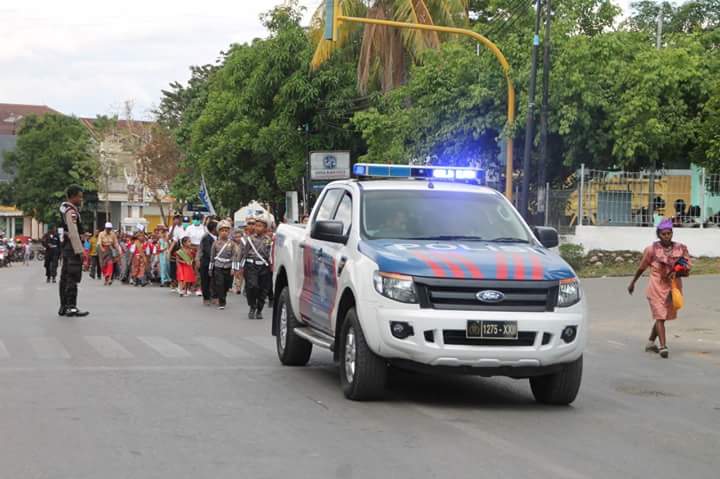 Turun Penuh, Polres Belu Amankan Pawai Karnaval Sambut Hardiknas 2018