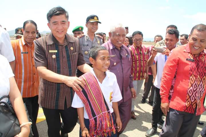 Bersama Bupati dan Forkopimnda, Waka Polres Belu Sambut Kepulangan Joni Kalla, Patriotisme Cilik dari Tapal batas RI-RDTL