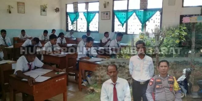 Pengamanan Ujian Nasional di SMP Negeri 2 Mamboro oleh Bripka Sulaiman