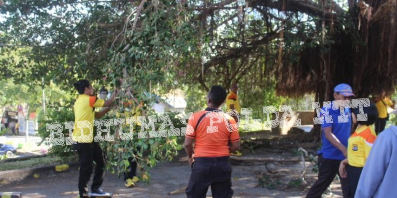 Jelang Hari Bhayangkara Ke 73, Polres Rote Ndao Gelar Bersih-Bersih Mako