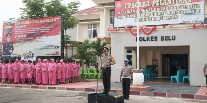 Rayakan Hari Jadi Bhayangkara ke 73, Polres Belu Gelar Upacara Kenaikan Pangkat Bintara dan PNS Polri