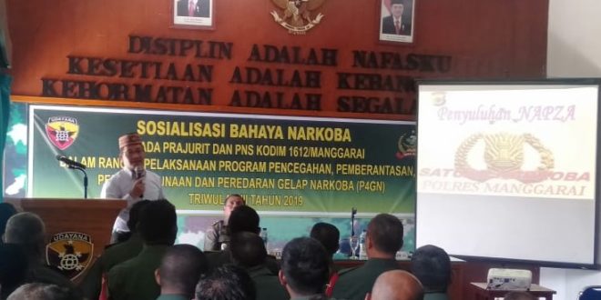 Iptu Paulus Beri Pengetahuan Tentang Bahaya Penggunaan Narkoba Pada Anggota Kodim 1612 Manggarai