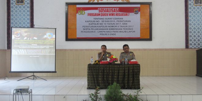 Itwasda Polda NTT Gelar Sosialisasi Quick Wins Program 7 dan E-LHKPN Di Polres Ende